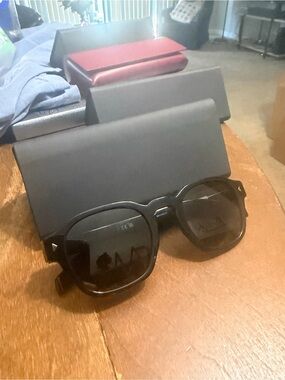 NWT PRADA Black Oversized Sunglasses with Dark Lenses